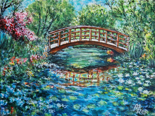 SEEROSENTEICH Nr.1; 30x40 cm; Acryl auf Leinen mit Schlussfirnis matt; Preis € 200,-