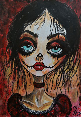 WEDNESDAY; 30,5x21,5 cm; Acryl auf Aquarellpapier hinter Plexiglas inklusive Rahmen; Preis € 120,-