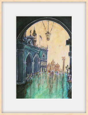(noch nicht fertiggestellt) VENEDIG Nr.7; 51,5x41,5 cm; Aquarell/Gesso mit Passepartout und Rahmen; Preis € 200,-