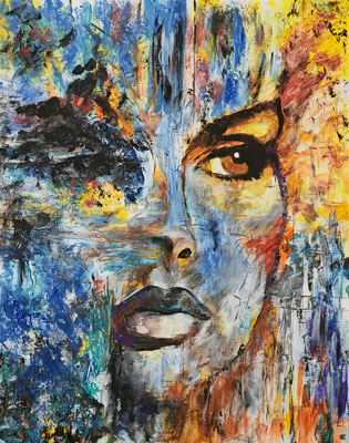 NEU (noch nicht fertiggestellt) - FRAU Nr. ; 50x40 cm; Acryl inkl. Rahmen und Plexiglas; Preis € 300,-