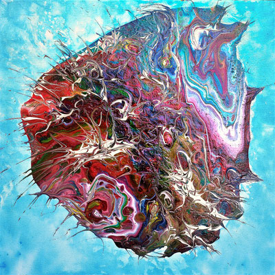 CORAL FISH Nr. 2, 40x40 cm, Acryl auf Leinen, Preis € 150,-