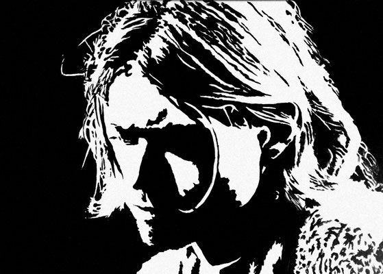 KURT COBAIN Nr.2; 50x70 cm; Gesso auf Leinen (NICHT ERHÄLTLICH) 