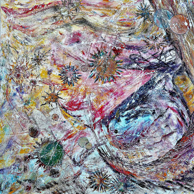 NEST CHECKMARK; 60x60 cm; Acryl auf Leinen; Preis € 350,-
