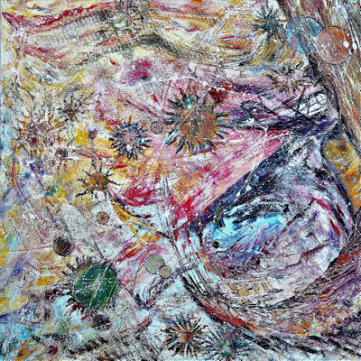 NEST CHECKMARK; 60x60 cm; Acryl auf Leinen; Preis € 350,-