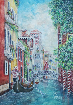 VENEDIG Nr.5, 30x21 cm, Acryl auf Aquarellpapier hinter Plexiglas inklusive Rahmen (NICHT ERHÄLTLICH) 