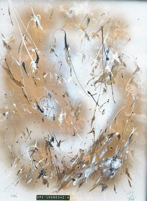 DREIUNDSECHZIG; DIN A4; Lack auf Papier mit Metallrahmen; Preis € 200,-