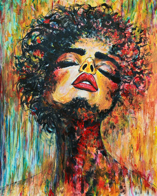 EXTASE Nr.1, 50x40 cm, Acryl auf Leinenpapier hinter Plexiglas inklusive Rahmen, Preis € 260,-