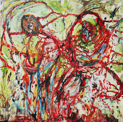 ABSTRAKTION Nr.5, 40x40 cm, Acryl auf Leinen, Preis € 150,-
