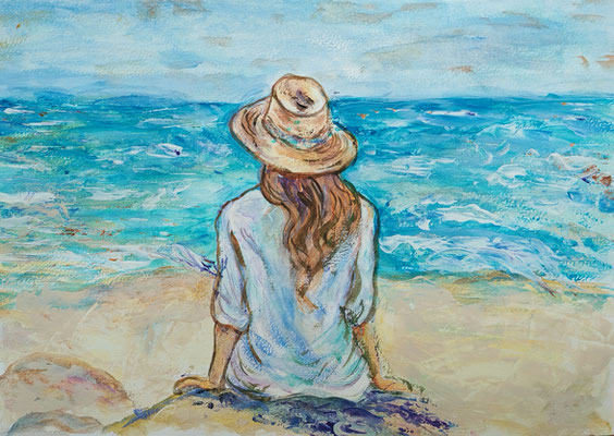 NEU (noch nicht fertiggestellt) - FRAU Nr. ; 21x30 cm; Aquarell inkl. Rahmen und Plexiglas; Preis € 150,-