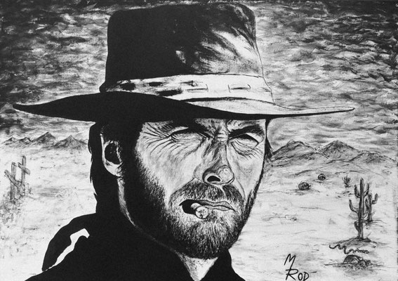 CLINT EASTWOOD Nr.2; 50x70 cm; Gesso auf Leinen (NICHT ERHÄLTLICH) 