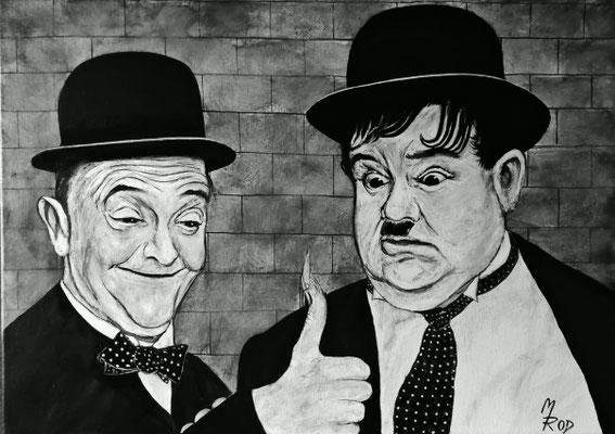DICK & DOOF Nr.6; 50x70 cm; Gesso auf Leinen mit Schlussfirnis matt; Preis € 300,-