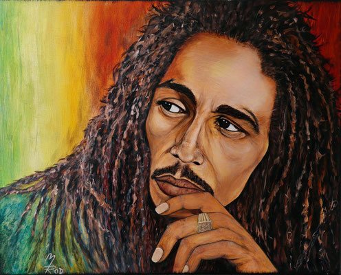 BOB MARLEY Nr.2; 80x100 cm; Acryl auf Leinen mit Schlussfirnis seidenmatt; Preis € 500,-