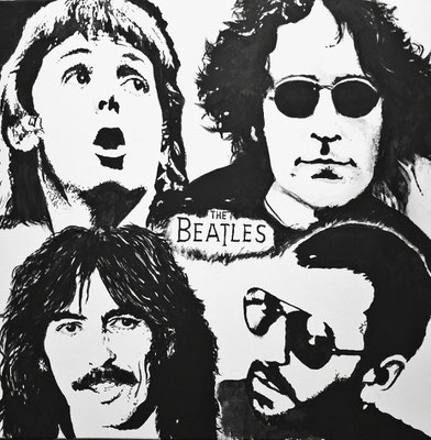 (noch nicht fertiggestellt) - THE BEATLES Nr.4; 60x60 cm; Gesso auf Leinen mit Schlussfirnis matt; Preis € 400,-