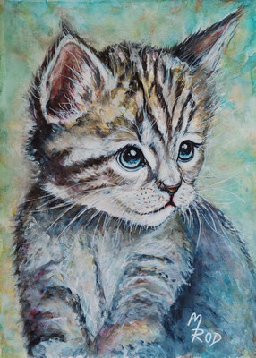 KATZE Nr.30; 51,5x41,5 cm; Aquarell/Gesso mit Passepartout, Plexiglas und Rahmen (Original nicht mehr erhältlich) 