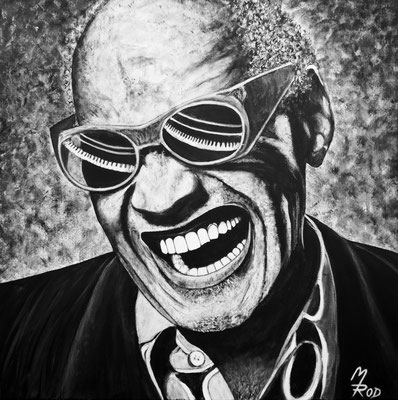 RAY CHARLES; 60x60 cm; Ghesso auf Leinen; Preis € 260,-