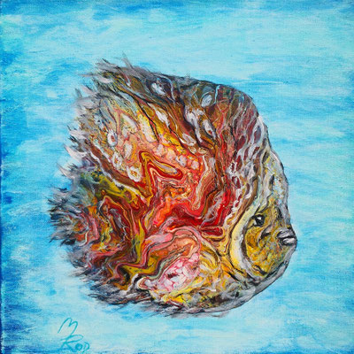 CORAL FISH; 40x40 cm; Öl/Acryl auf Leinen; Preis € 200,-
