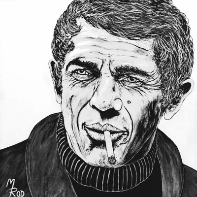 STEVE MCQUEEN Nr.1; 60x60 cm; Gesso auf Leinen mit Schlussfirnis seidenmatt; Preis € 300,-
