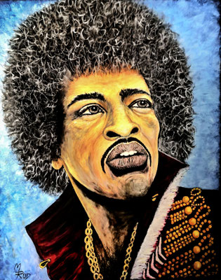 JIMI HENDRIX Nr. 3, 100x80 cm, Acryl auf Leinen, Preis € 450,-