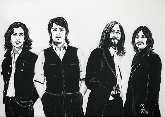 (noch nicht fertiggestellt) - THE BEATLES Nr.5; 70x50 cm; Gesso auf Leinen mit Schlussfirnis matt; Preis € 450,-