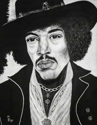 JIMMY HENDRIX Nr.3; 100x80 cm; Gesso auf Leinen mit Schlussfirnis seidenmatt; Preis € 450,-