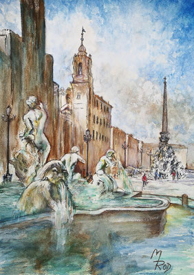 ROM Nr.1, 40x30 cm, Acryl auf Aquarellpapier hinter Plexiglas inklusive Rahmen, Preis € 200,-