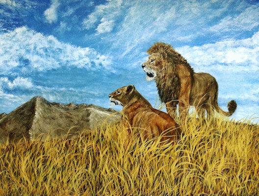 Löwe Nr.3; 42x56 cm; Acryl auf Leinen (Original nicht mehr erhältlich)