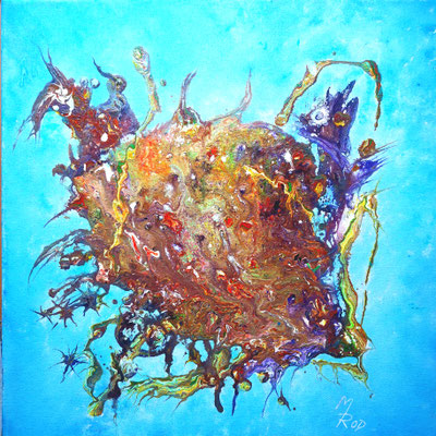 CAT FISH; 40x40 cm; Liquid Acryl auf Leinen (Original nicht mehr erhältlich) 