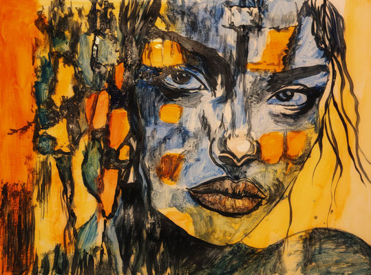 NEU (noch nicht fertiggestellt) - FRAU Nr. ; 40x50 cm; Acryl inkl. Rahmen und Plexiglas; Preis € 300,-