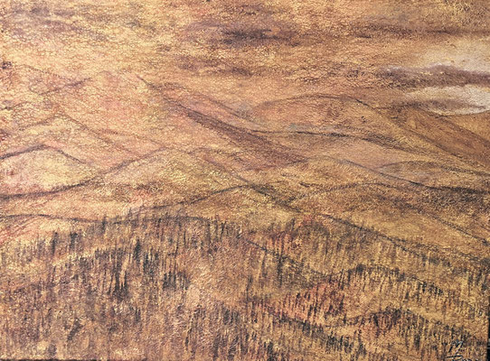 BRONZELAND; 60x80 cm; Mixed Media auf Leinen; Preis € 450,-