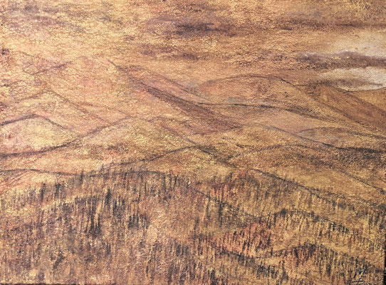 BRONZELAND; 60x80 cm; Mixed Media auf Leinen; Preis € 400,-