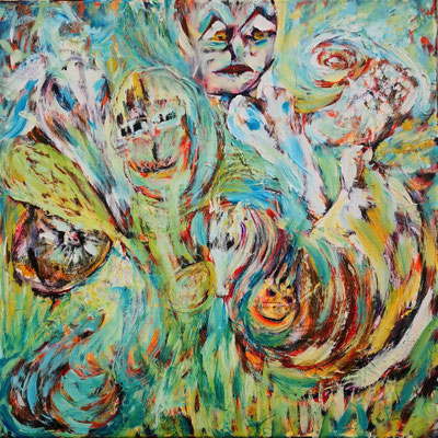 ABSTRAKTION Nr.6, 40x40 cm, Acryl auf Leinen, Preis € 150,-