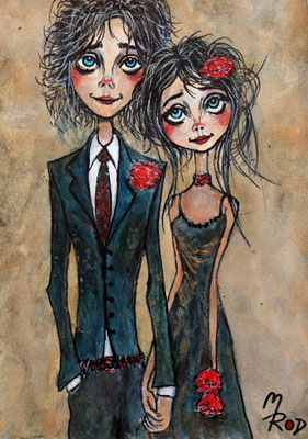 ROMEO & JULIA Nr.3; 30,5x21,5 cm; Acryl auf Aquarellpapier hinter Plexiglas inklusive Rahmen; Preis € 120,-