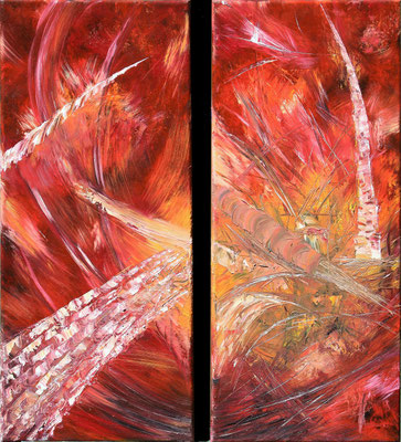 SHRIMPHONIE, 2 Bilder je 55x25 cm, Öl auf Leinen (NICHT ERHÄLTLICH)