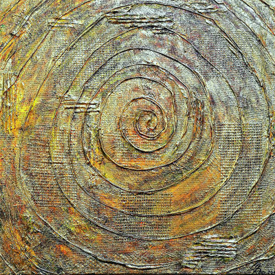 LABYRINTHAURUM; 60x60 cm; Mixed Media auf Tapete; Preis € 350,-