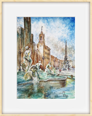  ROM; 51,5x41,5 cm; Aquarell/Gesso mit Passepartout und Rahmen; Preis € 200,-