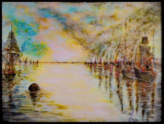SEESCHLACHT Nr.1, 60x80 cm, Acryl auf Leinen, Preis € 350,-