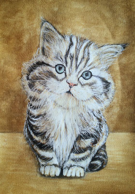 KATZE Nr.4; 51,5x41,5 cm; Aquarell mit Passepartout und Rahmen (Original nicht mehr erhältlich) 