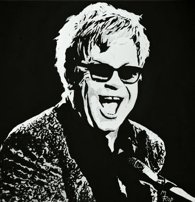 ELTON JOHN Nr.1; 60x60 cm; Gesso auf Leinen mit Schlussfirnis matt; Preis € 300,-