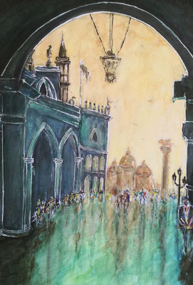VENEDIG Nr.9, 40x30 cm, Acryl auf Aquarellpapier hinter Plexiglas inklusive Rahmen, Preis € 200,-