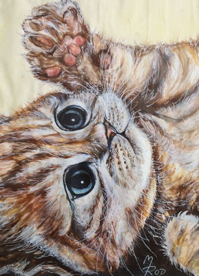 KATZE Nr.6, 40x30 cm, Acryl auf Aquarellpapier mit Passepartout hinter Plexiglas inklusive Rahmen (NICHT ERHÄLTLICH)