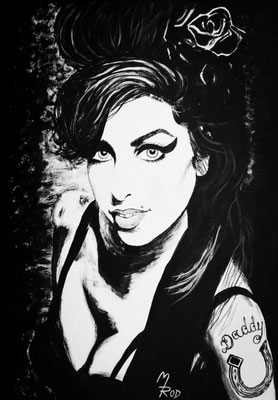 AMY WINEHOUSE Nr.1; 70x50 cm; Gesso auf Leinen (NICHT ERHÄLTLICH) 