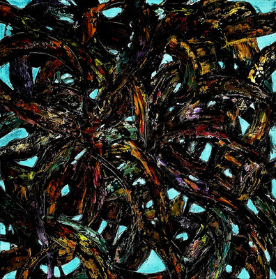 SNAKE TREE; 60x60 cm; Acryl auf Leinen ; Preis € 350,-