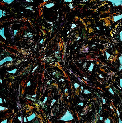 SNAKE TREE; 60x60 cm; Acryl auf Leinen ; Preis € 350,-