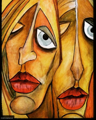 FACES Nr.1; 80x60 cm; Acryl auf Leinen mit Schlussfirnis matt ; Preis € 400,-