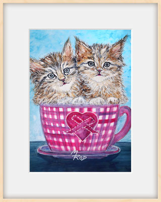 KATZE Nr.11; 52x42 cm; Aquarell mit Passepartout, Glasscheibe und Rahmen (Original nicht mehr erhältlich)