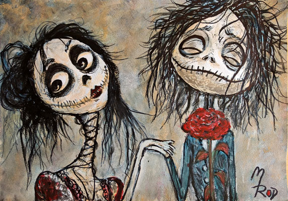 ROMEO & JULIA Nr.5; 30,5x21,5 cm; Acryl auf Aquarellpapier hinter Plexiglas inklusive Rahmen (Original nicht mehr erhältlich) 