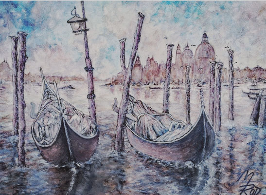 VENEDIG Nr.2, 21x30 cm, Acryl auf Aquarellpapier hinter Plexiglas inklusive Rahmen (NICHT ERHÄLTLICH) 