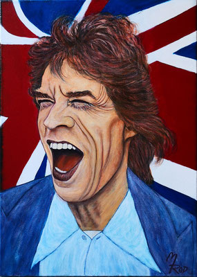 MICK JAGGER Nr.2; 70x50 cm; Acryl auf Leinen mit Schlussfirnis seidenmatt; Preis € 400,-