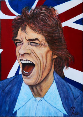 MICK JAGGER Nr.2; 70x50 cm; Acryl auf Leinen mit Schlussfirnis seidenmatt; Preis € 350,-