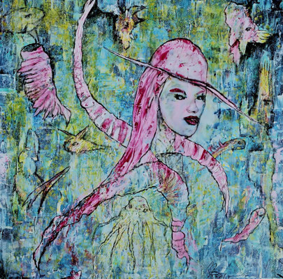 ABSTRAKTION Nr.13, 40x40 cm, Acryl auf Leinen, Preis € 150,-